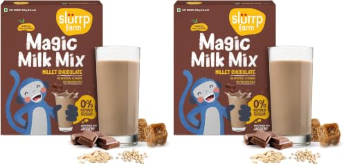 Image of Slurrp Farm No Sugar Chocolate Nutrition Powder Milk Mix, Sweetened with Jaggery Powder, Contains Jowar and Oats, with 10 Essential Nutrients, 250 g (Pack of 2)