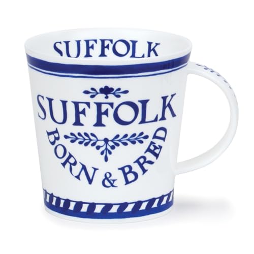 Image of Dunoon Caingorm Born and Bred in Suffolk Blue and White Fine Bone China Mug