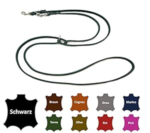 Elropet Fettleder Doppelleine für Hunde