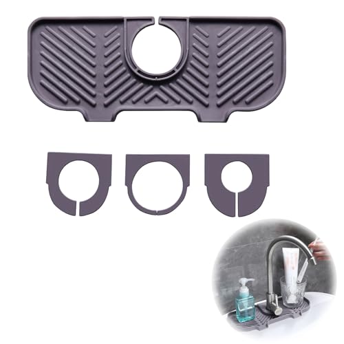 MAEXUS 水切りマット 蛇口水切りマット キッチン用水切りマット 水はね防止シリコンマット シリコン蛇口ウォーターキャッチャーマット 防カビ 抗菌 水汚れ防止 ほとんどの家庭用蛇口に対応 (グレー)