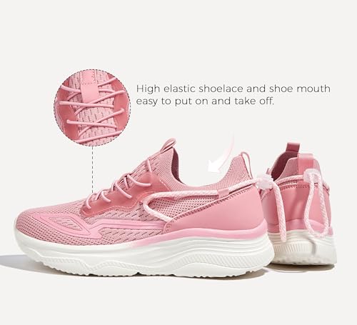 LUCKY STEP Women's Slip On Walking Shoes Mesh Tennis Workout Comfortable Lightweight Athletic Gym Trainers Stylish Breathable Fashion Sneakers3