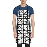 WXBHHJN Delantal negro con estampado de cuadrícula diagonal, ajustable, con 2 bolsillos, delantal de cocina para mujeres y hombres, negro, rosa