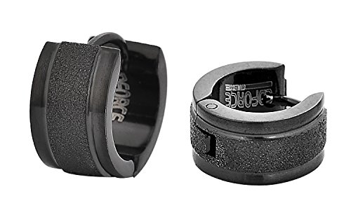 Edforce Stainless Steel Brushed Center Polished Edge Small Huggie Hoop Earrings2