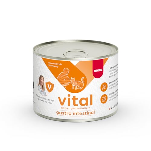 MERAVITAL Gastro Intestinal Katzenfutter nass (6x200g) für Katzen bei Verdauungsstörungen mit hochwertigen Zutaten für ausgewachsene Katzen