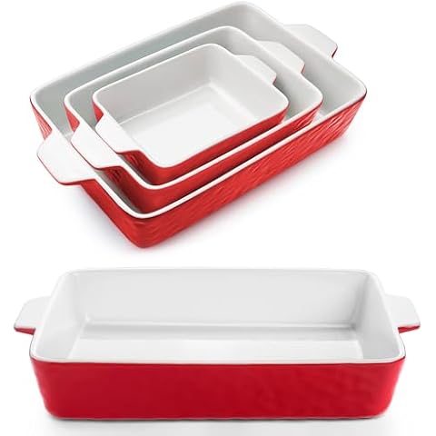 Krokori Baking Dishes, Casserole Dishes for Oven Lasagna Pan Deep Baking Pan - 1PCS of 9x13 and 3 PCS Baking Dishes Cover