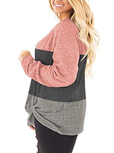 Image of DOLNINE Womens Plus Size Knotted Tops Long Sleeve Tee Shirts Loose Casual Blouse
