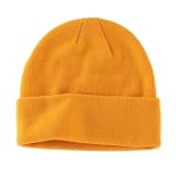 Home Prefer Mens Beanies Cuffed Knitted Winter Hat Watch Skull Cap Warm Beanie Hat for Men Women Unisex Gifts (US, Alpha, One Size, Gold)