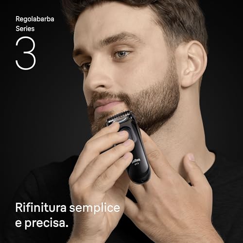 Braun Regolabarba Uomo Series 3, +6 Strumenti Di Styling, Lama Ultra Affilata, 50 Min Di Utilizzo, 40 Lunghezze, Rasoio Elettrico Barba, BT3565, Nero/Blu - Immagine 1