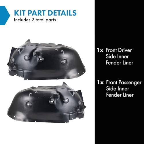 Image of TRQ Front Driver and Passenger Side Inner Fender Liner Set Compatible with 2011-2014 GMC Sierra 2500 HD 2011-2014 Sierra 3500 HD