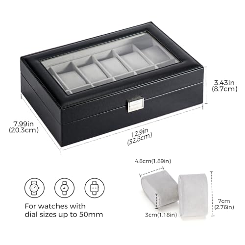 image for ProCase Watch Box Organizer for Men, 12 Slot Watch Display Case With G