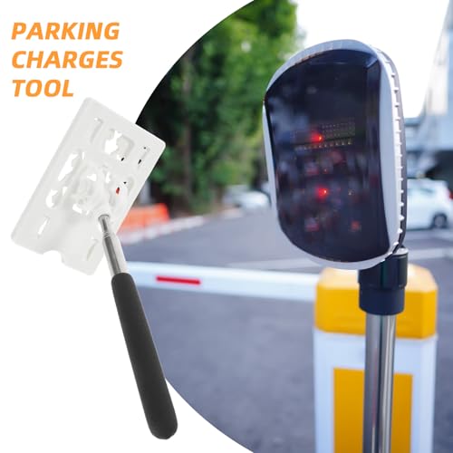 NUOBESTY Telescopic Rod Card Holder Car Parking Contactless Payment Rod Vehicle Parking Toll Swiping Stick Reacher Grabber Tool for Vehicle, White