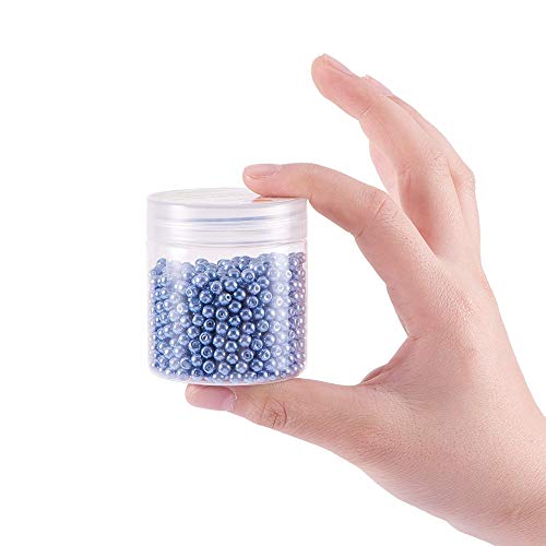 Ph Pandahall 4Mm About 1000Pcs Tiny Satin Luster Glass Pearl Round Beads Assortment Lot For Jewelry Making Round Box Kit Cornflower Blue #TOP6