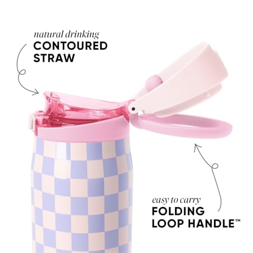Image of Simple Modern Water Bottle with Straw & Handle | 24oz | Checkered | Mesa Loop Insulated Water Bottle for School, Sports, Travel | Leak Proof, Stainless Steel | Hopscotch Checkmate