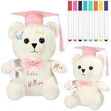 2026 Graduation Autograph Stuffed Animal to Sign 8 Inch Graduation Signature Animal with Cap Diploma Include 8 Colored Pens Smooth Fabric Congrats Grad Stuffed Party GiftTeddy Bear