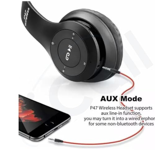 Image of P47 Wireless Portable Gaming Headphone Microphone Stereo Card Support Bluetooth Headset (Black)