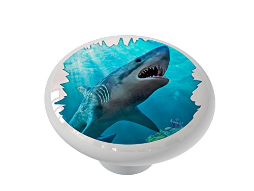 Gotham Decor Great White Shark Ceramic Drawer Knob