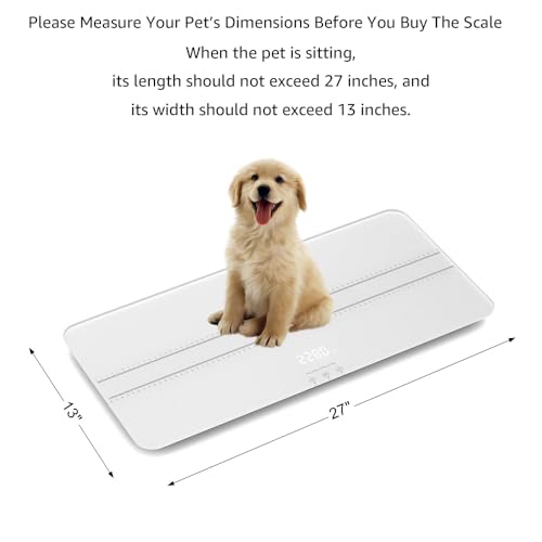 Image of unipaws Digital Pet Scale MAX 220lbs with Bluetooth App for Dogs Cats | Medium-Small Veterinary Scale, 3 Weighing Modes, Lbs, Kg, St, 27 x 13 Inches LCD Platform Scale