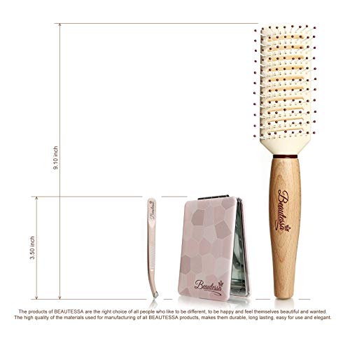 Vented Hair Brush, Mirror And Tweezer - Hair Brush Set | Vent Hair Brush, Hair Brush For Women | Compact Mirror, Pocket Mirror | Eyebrow Tweezer, Precision Tweezer #TOP5