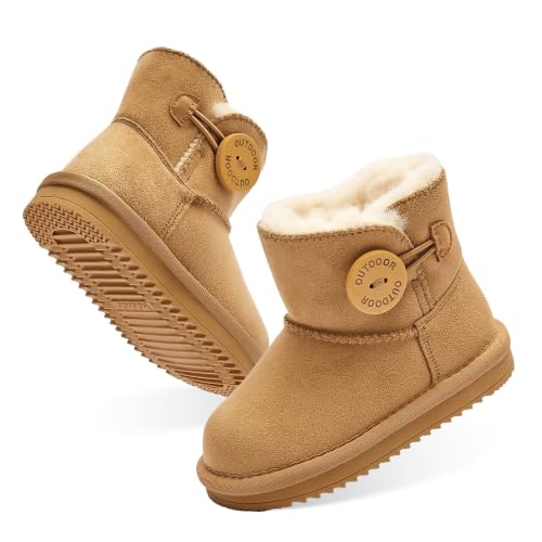 Balabala Kids Water-Resistant Snow Boots, Winter, Warm, Faux Fur, Suede