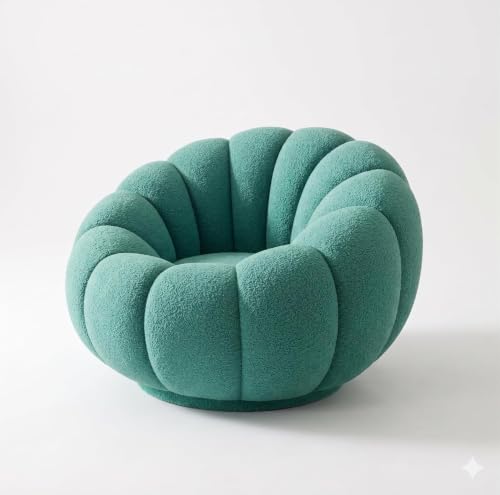 Image of CRAFTCITY Pumpkin Style Wooden Sofa | Contemporary Wool Sofa with Swen Pillow Back for Living Room (Sea Green, 4 Seater)