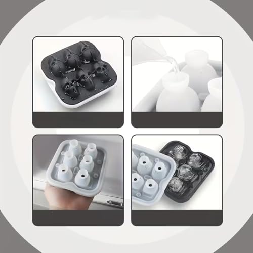 Molde de silicona para cubitos 3D calavera miniatura 4