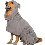 SOGGYDOGGY® UK: Luxury Dog Drying Coat, Super Absorbent Microfibre Dog Drying Robe With Hood, Fast Dry In Minutes, Thick & Soft Robe - Bath, Groom & Travel, Covers Ears, All-Season Dressing Gown (L)