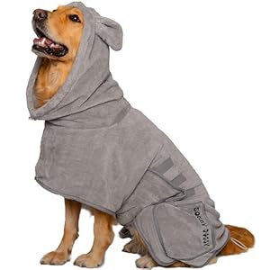 SOGGYDOGGY® UK: Luxury Dog Drying Coat, Super Absorbent Microfibre Dog Drying Robe With Hood, Fast Dry In Minutes, Thick & Soft Robe – Bath, Groom & Travel, Covers Ears, All-Season Dressing Gown (M)