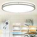 DLLT 32In Oval LED Ceiling Light Fixture, 65W Dimmable LED Flush Mount Ceiling Light with Remote, 3000K/4000K/5000K Adjustable, Brush Nickel Finish for Bedroom/Living Room/Dining Room