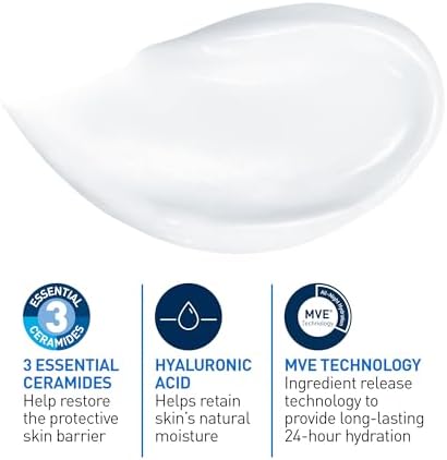 CeraVe Moisturizing Cream, Daily Face, Hands, & Body Cream Moisturizer for Dry Skin With Hyaluronic Acid and Ceramides for Women and Men. Sensitive skin, Oil-free, Non-comedogenic, Fragrance-Free, 539 Grams - 1