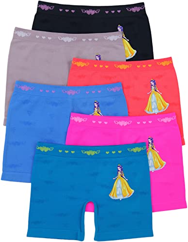ToBeInStyle Girl’s Pack of 6 Layering Modesty Slip Under Skirts Boyshorts - Purple Haired Yellow Dress Princess - Large