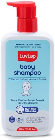 LuvLap Milky Soft Baby Shampoo - 400ml, Tear Free Formula, with Milk Protein, Vitamin E & Coconut Oil, Shea Butter & Chamomil