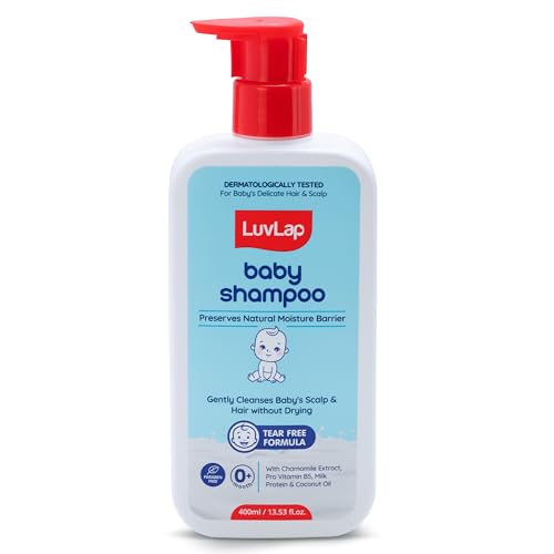 Image of LuvLap Milky Soft Baby Shampoo - 400ml, Tear Free Formula, with Milk Protein, Vitamin E & Coconut Oil, Shea Butter & Chamomile, Gentle Care for Baby's Soft Hair, No Paraben, Dermatologically Tested
