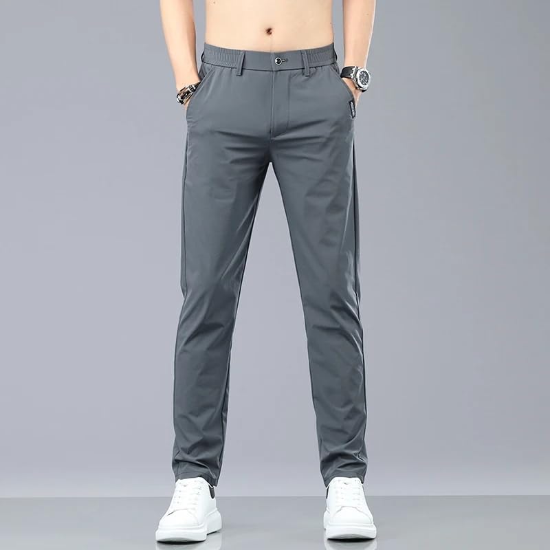 Summer Casual Pants Men Thin Soft Business Korean Slim Male Trousers4