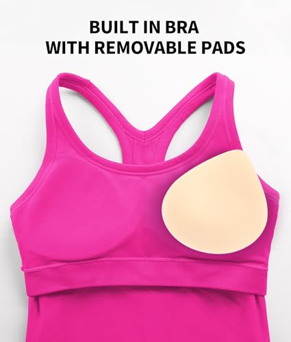 Image of ATTRACO Ribflex Ribbed Workout Crop Tops with Built in Bra for Women Yoga Racerback Tank Top Slim Fit