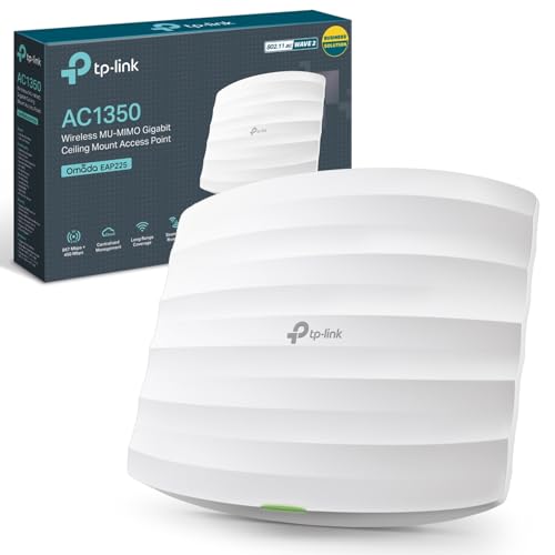Image of TP-LINK (EAP225) AC1350 (867+450) Dual Band Wireless Ceiling Mount Access Point, POE, GB LAN, Cluster-able, Free Software