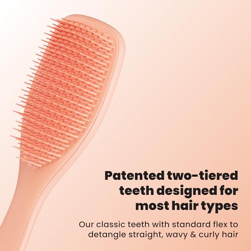 Image of Tangle Teezer Ultimate Detangler Brush, Straight to Wavy, Apricot | Patented two-tier, regular-flex teeth reduce breakage & split ends on wet or dry hair; Shower-friendly hairbrush for all ages