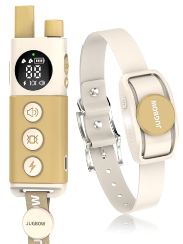 Jugbow Shock Collar for Dogs - 4200FT Remote Training Collar for 15-120lbs Small Medium Large Dog, LED Light & Waterproof Electric Collars with 3 Training Mode for All Breeds (Beige)