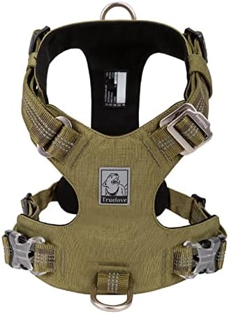 Truelove Explosion-Proof Waterproof Fabric Dog Harness High Density Nylon Webbing Light-Weight Outdoor Product Suitable Small and Medium Large Dog TLH6282(Army Green, L)