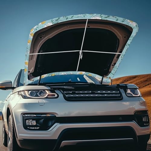 Image of Car Hood Cover Protector,Comfortable Breathable Print Polyester Hood Covers for Cars,Decoration Universal Car Accessories Bee Daisy