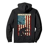 Welding Patriotic Distressed USA American Flag gift Welder Pullover Hoodie