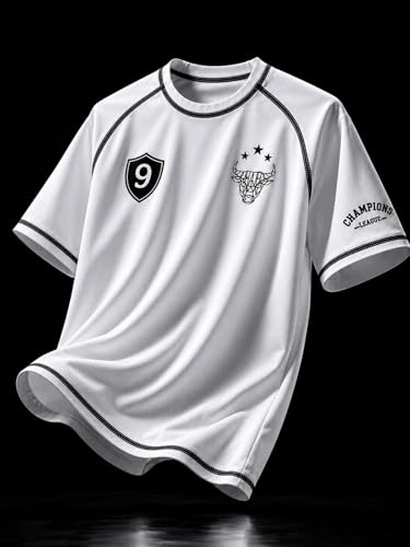 Image of Boys Football Players Jersey T-Shirt | Looper Polyester Sports Wear | Half Sleeve Round Neck Casual for Men