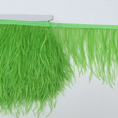 Shekyeon Ostrich Feather Trim Fringe used Wedding Sewing Crafts Costumes Decoration Pack of 2 yards(lime green)