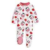 UNIFACO Baby Girl Sleepers 3-6 Months Strawberry Outfit Infant Footed Pajamas Long Sleeve Zipper Sleepers with Mitten Cuffs Cow Print Clothes