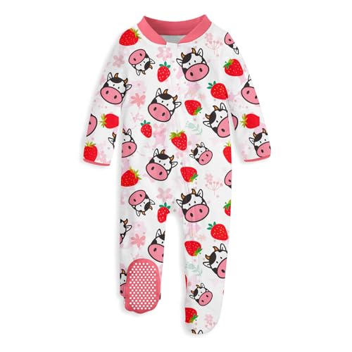 Image of UNIFACO Baby Girls Boys Footed Pajamas One-Piece Sleeper Snug Fit Sleep and Play Zip Front Footie Romper 0-12 Month
