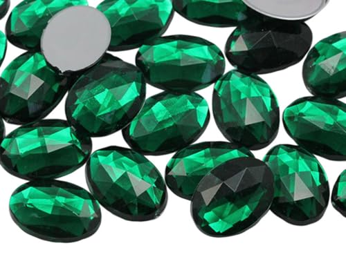 Allstarco 14x10mm (9/16x13/32) Green Emerald Oval Acrylic Gems, 45 PCS