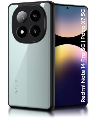 Image of WOW IMAGINE Shockproof Hybrid Back Cover for Redmi Note 14 Pro 5G | Poco X7 5G | Hard Slim fit Back Case | PC & TPU | Clear Transparent Case - Black