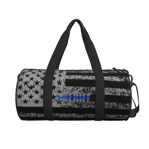 Sheriff Thin Blue Line Convertible Garment Bag with Shoulder Strap, Carry on Garment Duffel Bag for Men - Rolling Foldable for Travel Luggage Bags (Black)2