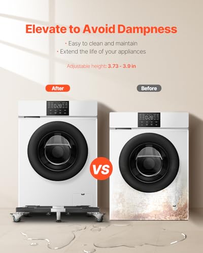 VEVOR Kühlschrankständer, mobile Basis, 540 kg Tragkraft, Waschmaschinenständer mit 8 feststellbaren Zwillingsrädern & 4 Bremsen, 58-93 cm Möbelwagen für Waschmaschine, Kühlschrank & Trockner