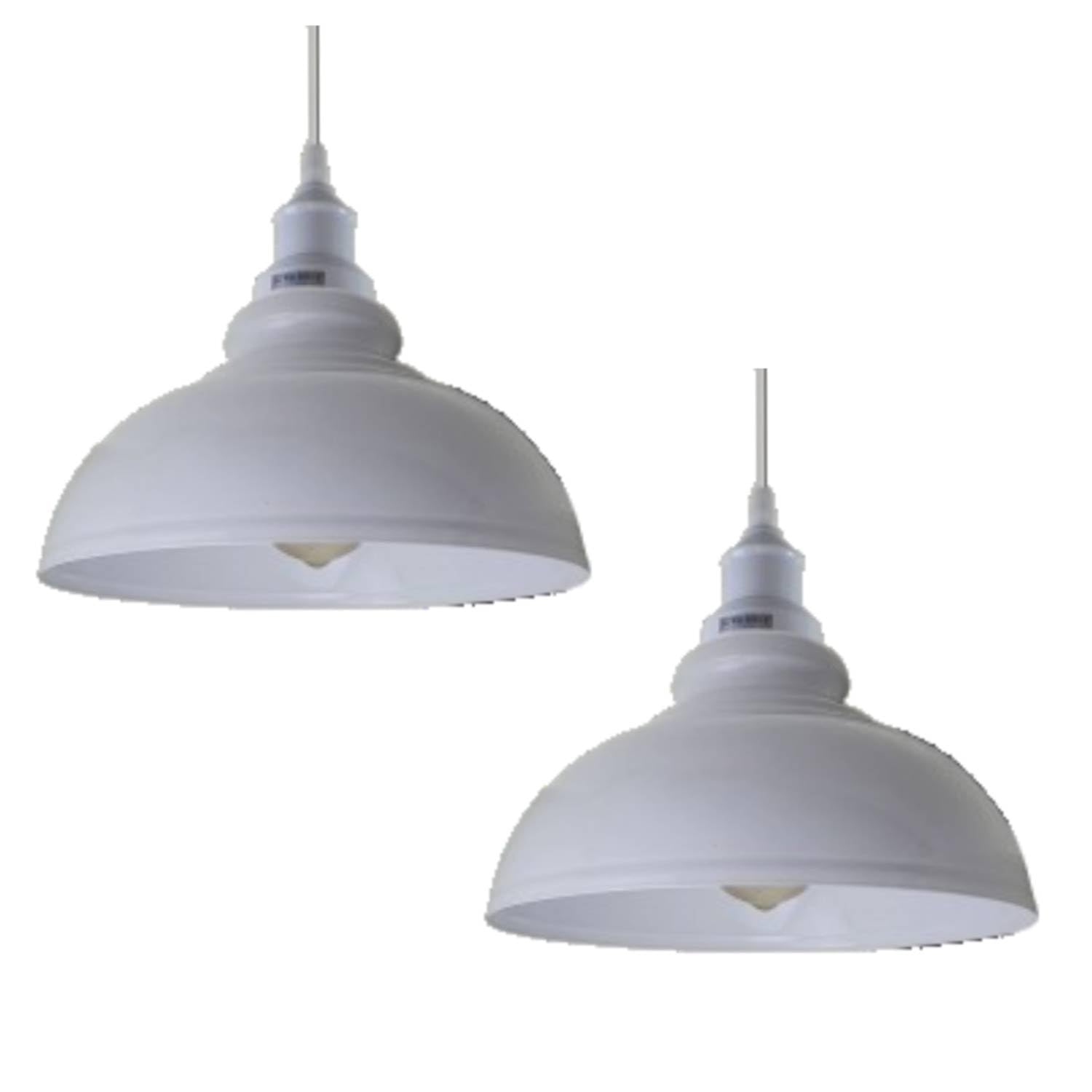 LEDSone 29cm White Retro Ceiling Light Shade Metal Easy Fit Pendant Light Shade E27 Pendant Ceiling Lamp Shade Light Pendant Modern Lighting Shade for Bedroom Industrial Hanging Light Shade