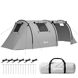 Outsunny Tienda de Campaña Familiar 3 Personas 470x220x150cm Gris
